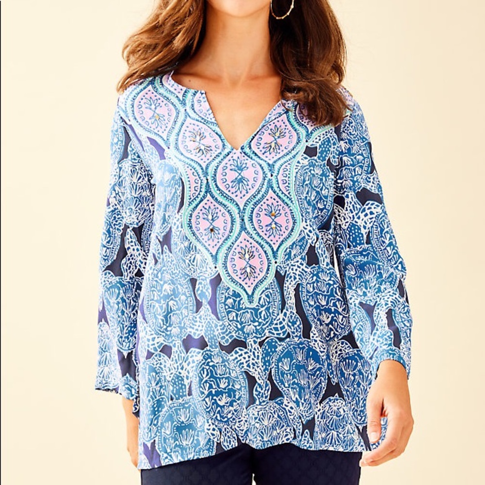 NWT Lilly Pulitzer Renato Silk Tunic in Snap To It